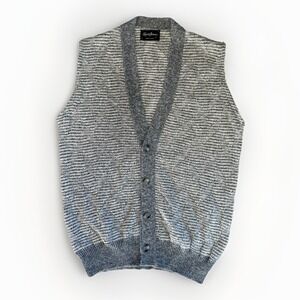 Vintage Grandpa Sweater Vest Reed St. James Knit Button Front Gray USA L